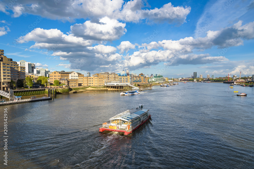 Boats on River Thames in London