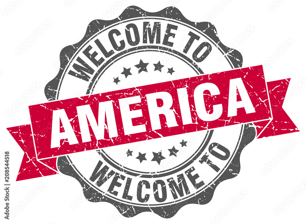 Fototapeta premium America round ribbon seal