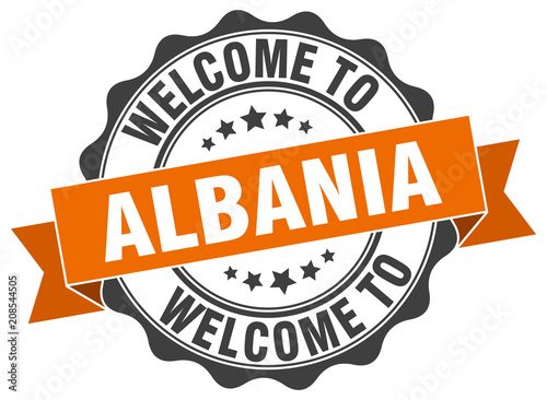 Albania round ribbon seal