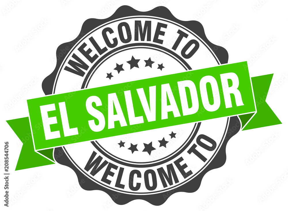 Fototapeta premium El Salvador round ribbon seal
