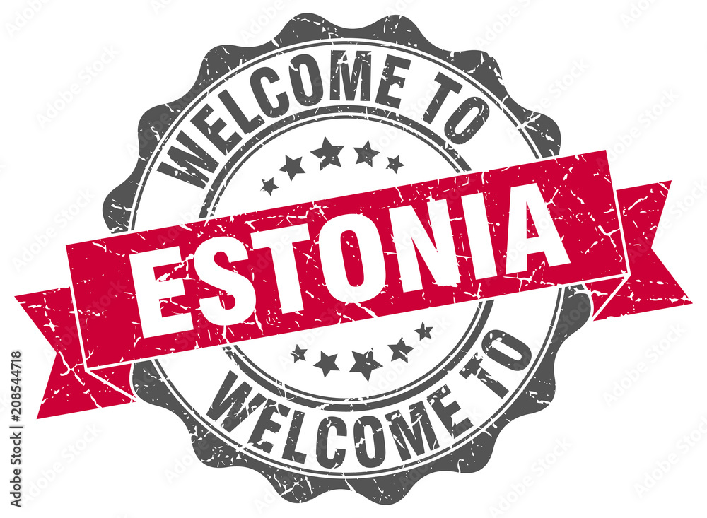 Fototapeta premium Estonia round ribbon seal
