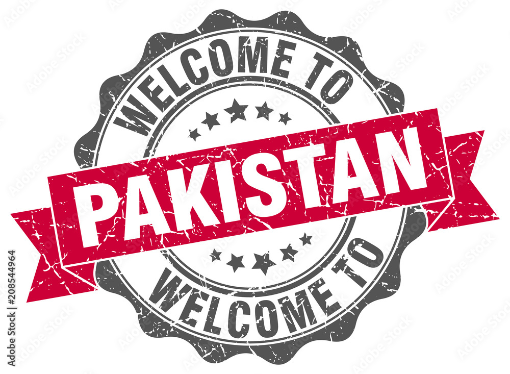 Fototapeta premium Pakistan round ribbon seal