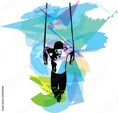 drawing of man doing Crossfit Push Ups With Trx Fitness Straps In The Gym