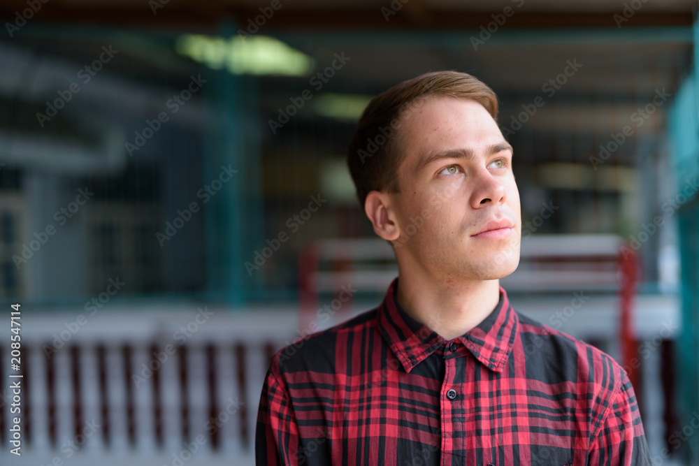 Man thinking outdoors Man thinking outdoors