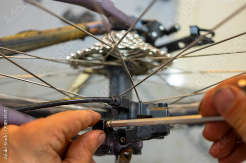 Bicycle Maintenance- Repairing the Disc Brakes on a Mountain Bike photo