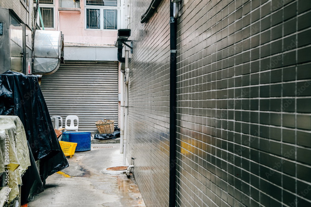 Back alley of restaurant at Lamma island village in HongKong