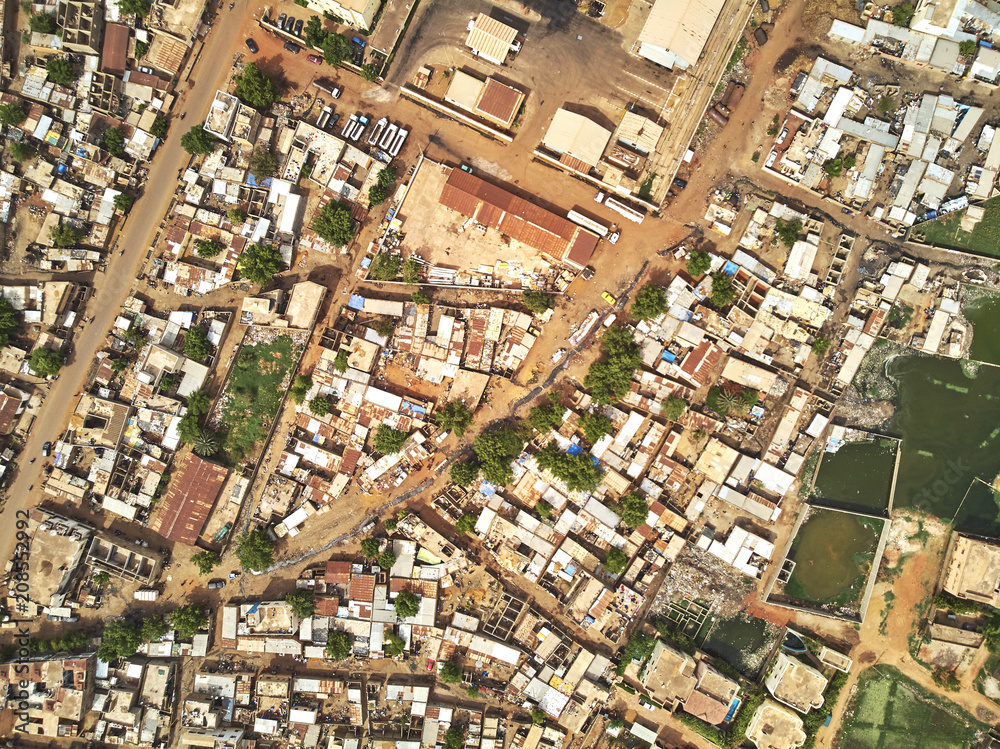 Aerial Drone view of niarela Quizambougou Niger Bamako Mali