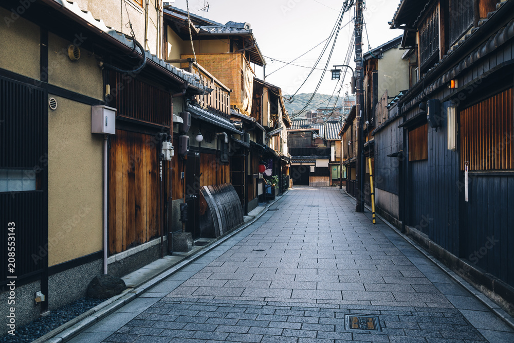 Japanese old traditional wooden house in Gion street, Kyoto