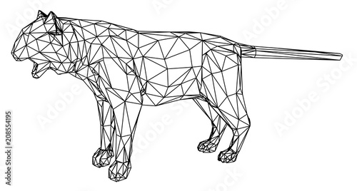 Fototapeta Naklejka Na Ścianę i Meble -  Tiger polygonal lines illustration. Abstract vector tiger on the white background