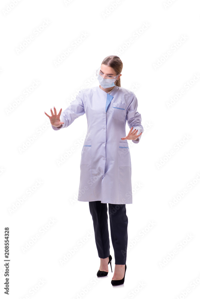 Young woman doctor isolated on white background Young woman doctor isolated on white background