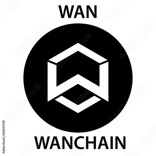 WanChain Coin cryptocurrency blockchain icon. Virtual electronic, internet money or cryptocoin symbol, logo