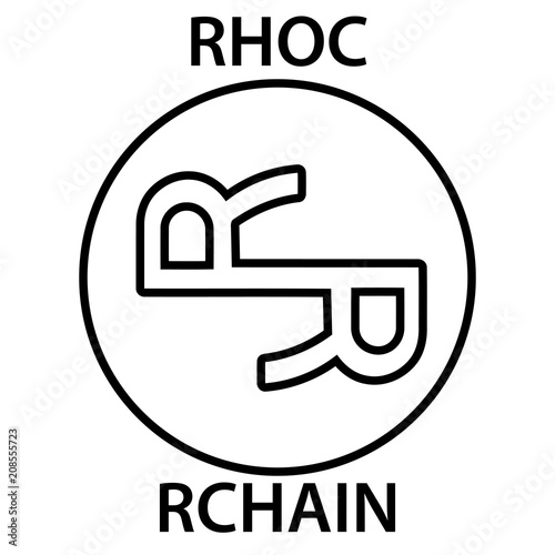 Rchain Coin cryptocurrency blockchain icon. Virtual electronic, internet money or cryptocoin symbol, logo