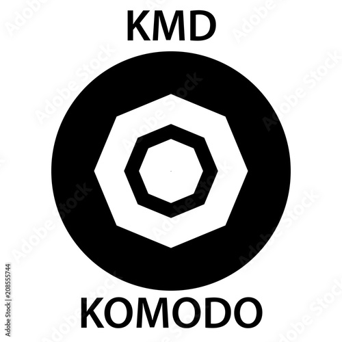 Komodo Coin cryptocurrency blockchain icon. Virtual electronic, internet money or cryptocoin symbol, logo