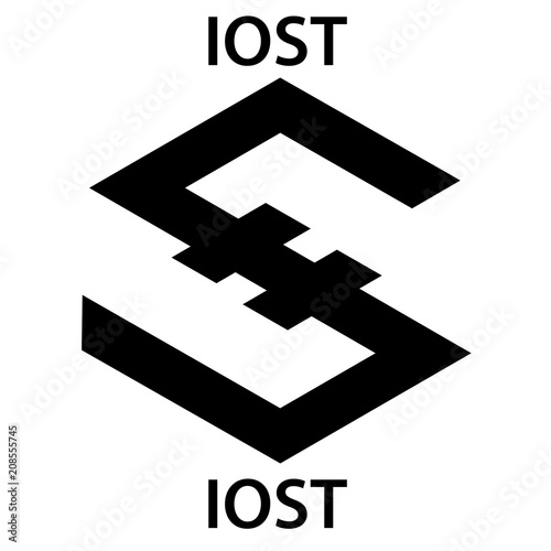 IOST Coin cryptocurrency blockchain icon. Virtual electronic, internet money or cryptocoin symbol, logo