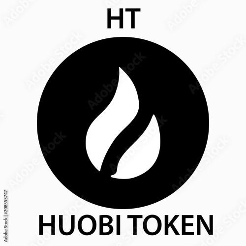 Huobi Token Coin cryptocurrency blockchain icon. Virtual electronic, internet money or cryptocoin symbol, logo