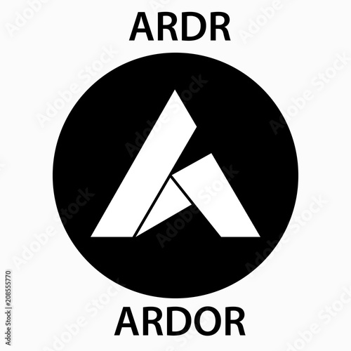 Ardor Coin cryptocurrency blockchain icon. Virtual electronic, internet money or cryptocoin symbol, logo