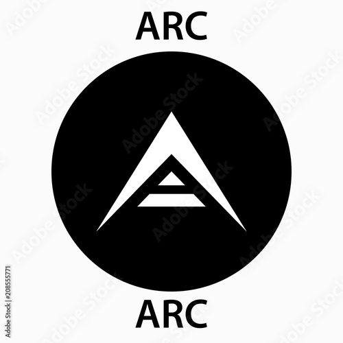 ARC Coin cryptocurrency blockchain icon. Virtual electronic, internet money or cryptocoin symbol, logo