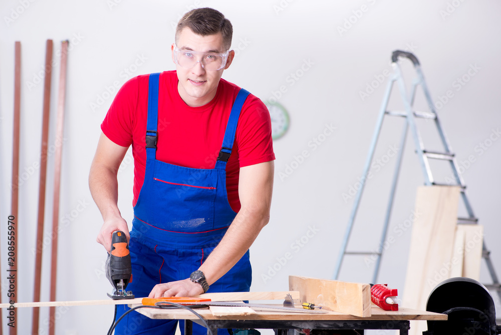 Contractor working in the workshop