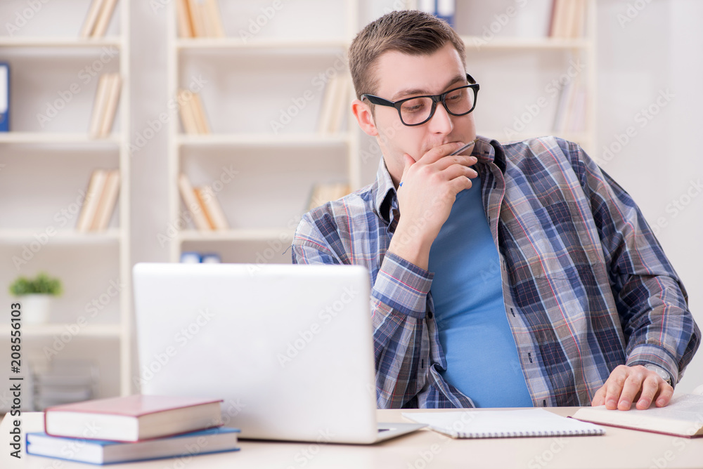 Young student studying over internet in telelearning concept Young student studying over internet in telelearning concept