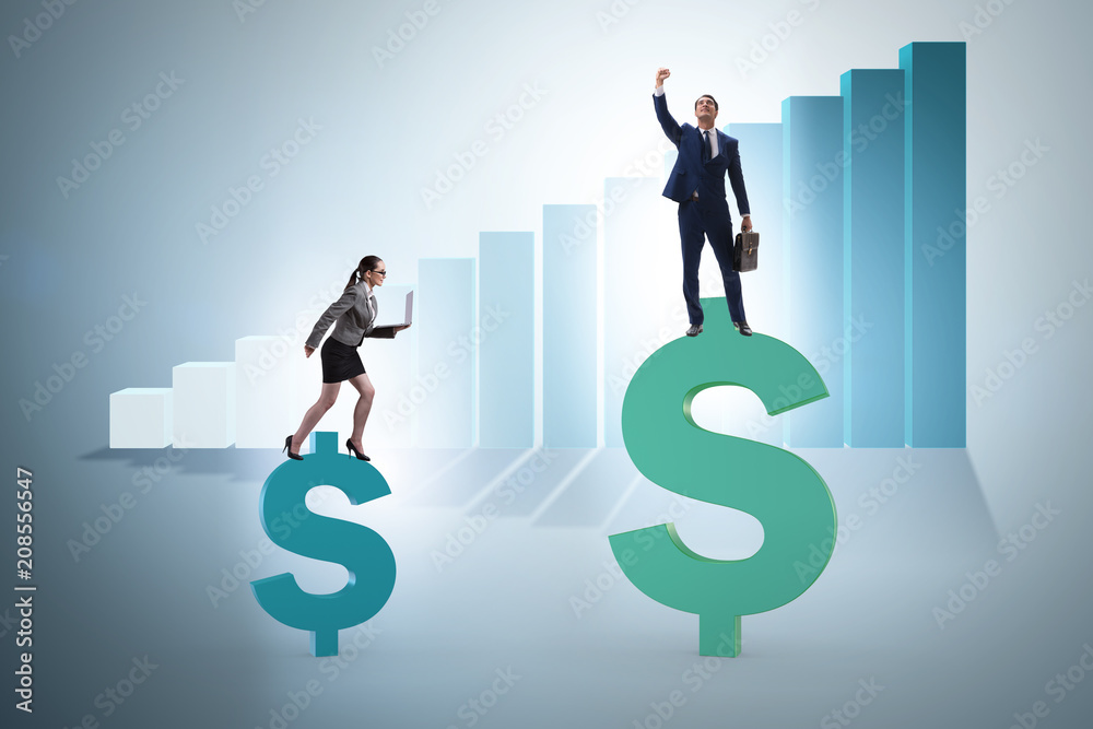 Concept of inequal pay and gender gap between man woman Concept of inequal pay and gender gap between man woman