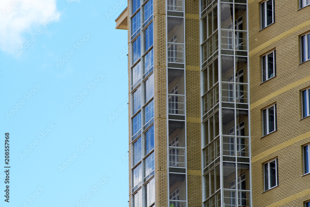 Modern, Luxury Apartment Building, sky background Modern, Luxury Apartment Building, sky background