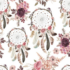 Wandcirkels Dromenvanger patronen Etnisch boho patroon met dromenvangers  © Veris Studio