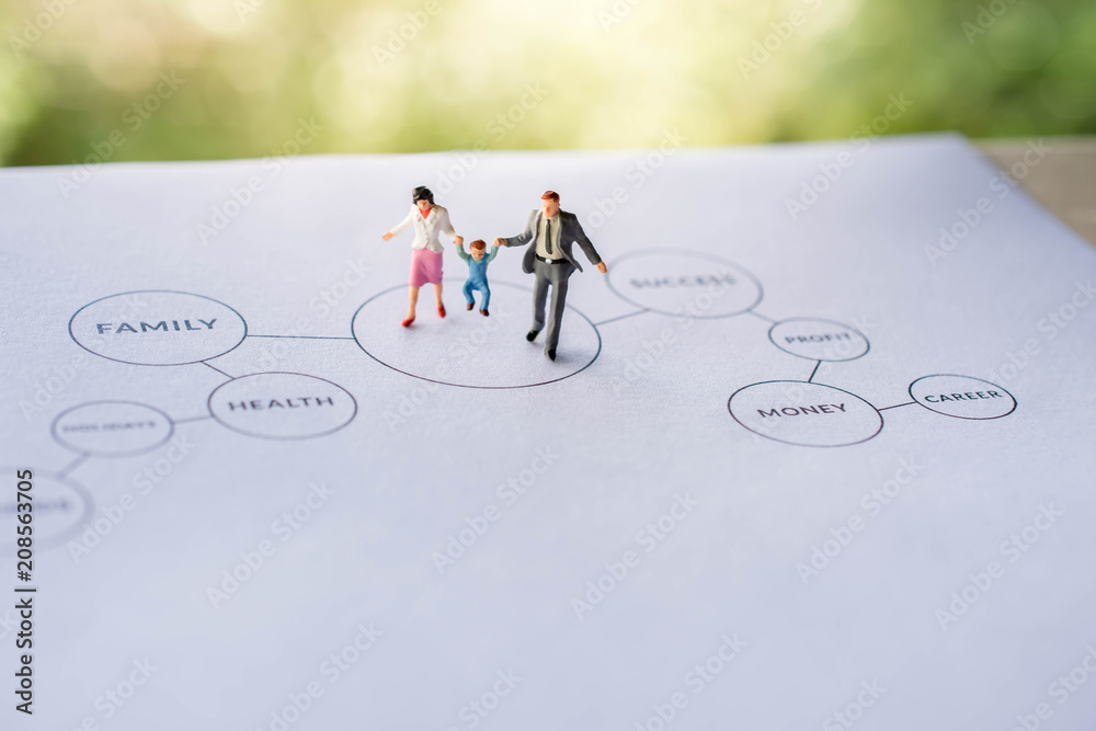 Happy Family with Work Life Balance Concept. present by Miniature ...