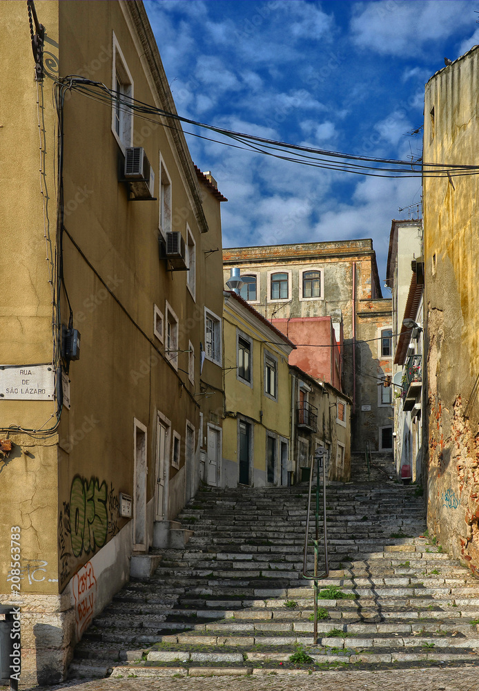 Fototapeta premium Escalier à Lisboa, Portugal