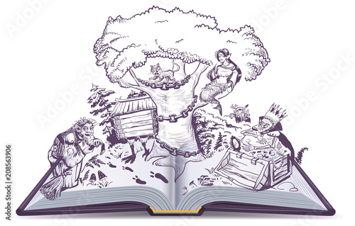 Russian Tales of Pushkin open book illustration