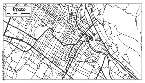 Prato Italy City Map in Retro Style. Outline Map.