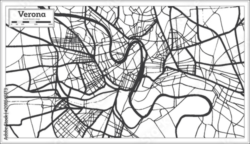 Verona Italy City Map in Retro Style. Outline Map.