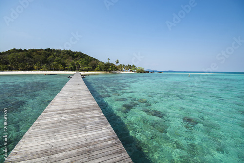 Wooden pier at an island in Trat Province, Thailand.