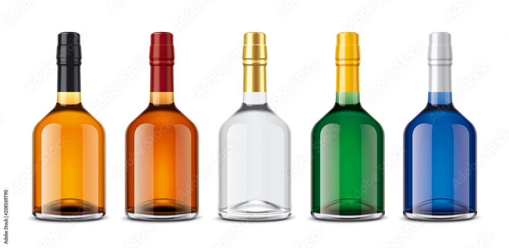 Mockup bottles of alcoholic beverages Mockup bottles of alcoholic beverages
