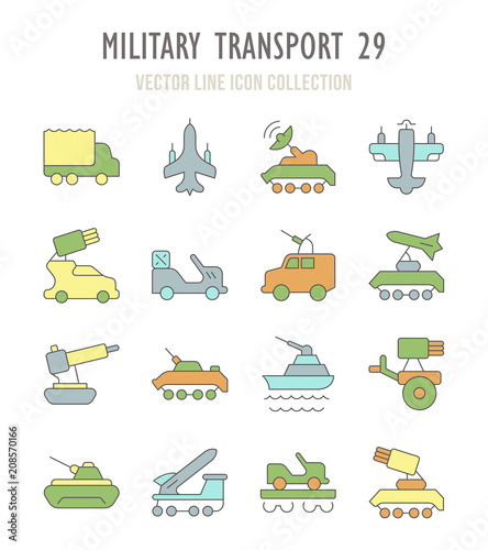 Set of Retro Icons of Military Transport.