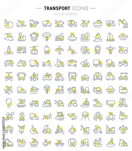 Set Vector Line Icons of Transport.