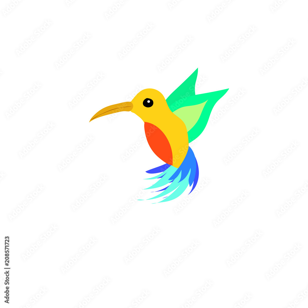 Fototapeta premium Isolated flat colorful hummingbird logo