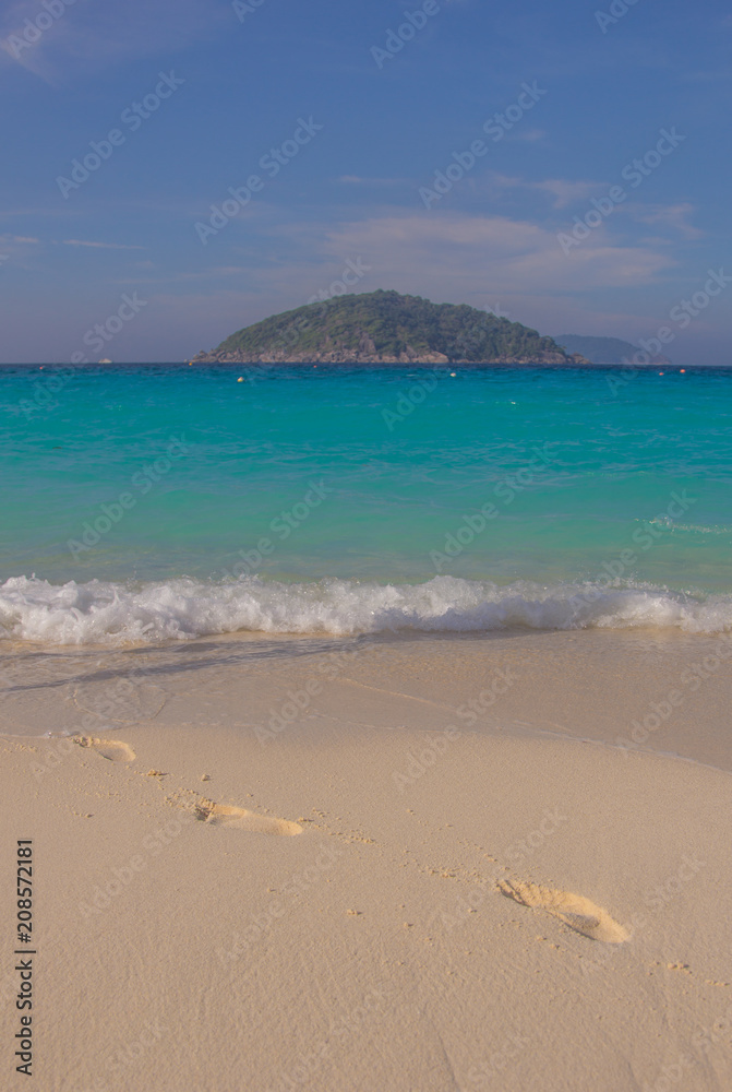 beach, sea, sand, ocean, sky, water, blue, island, coast, summer, nature, tropical, travel, landscape, wave, vacation, holiday, waves, clouds, shore, horizon, paradise, turquoise, beautiful, caribbean