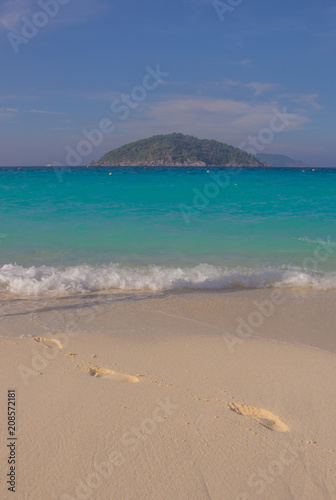 beach, sea, sand, ocean, sky, water, blue, island, coast, summer, nature, tropical, travel, landscape, wave, vacation, holiday, waves, clouds, shore, horizon, paradise, turquoise, beautiful, caribbean