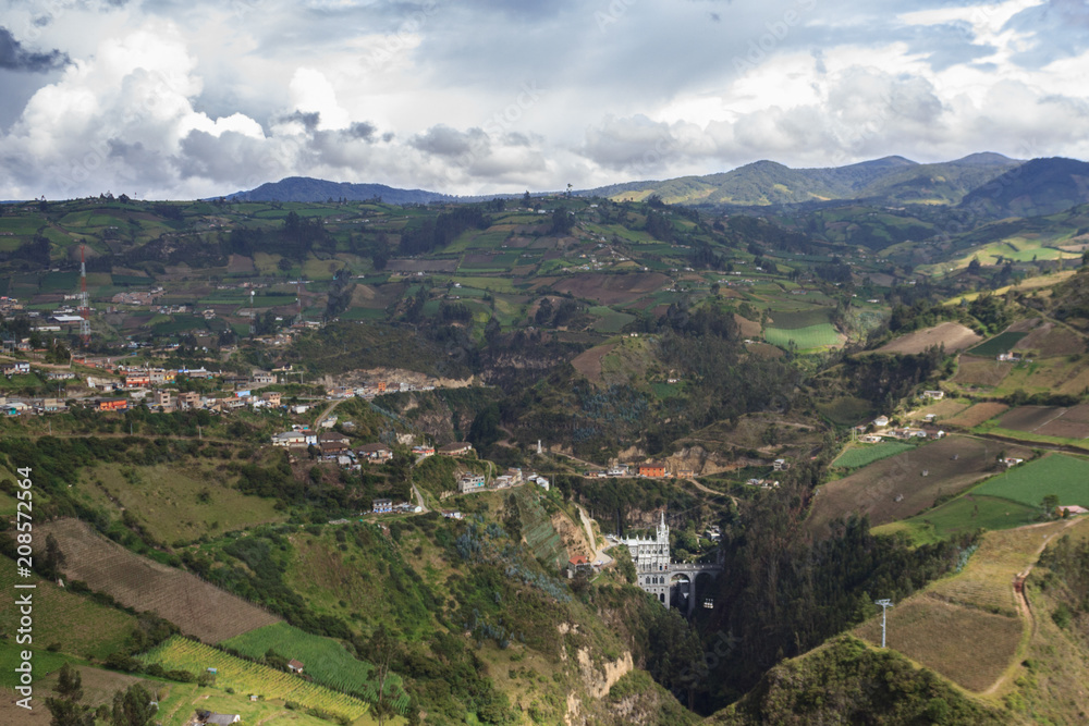 View on Santuario de las Lajas in Pasto, Colombia