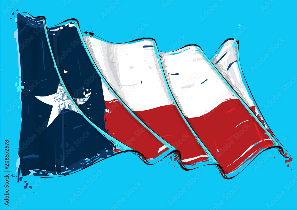 Obraz premium Texan Artistic Brush Stroke Waving Flag