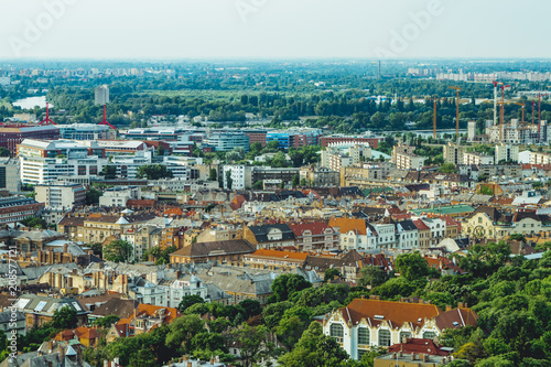 Fototapeta Naklejka Na Ścianę i Meble -  Budapest and the Danube river from above