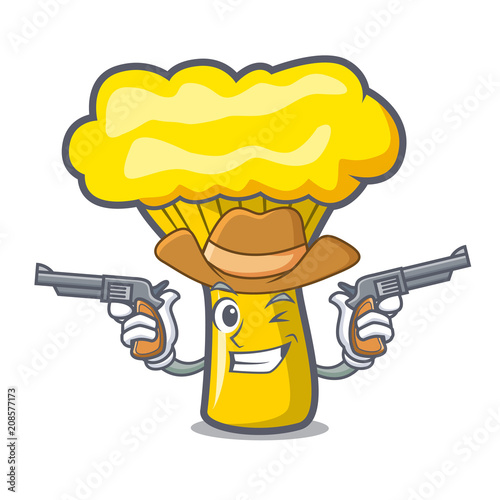 Cowboy chanterelle mushroom character cartoon