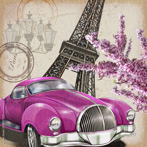 Plakat Paryż rocznika plakatu.