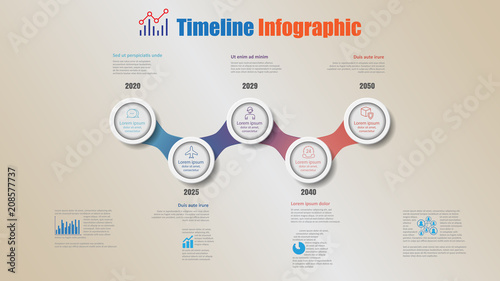Road map business timeline infographic with 5 steps circle designed for background elements diagram planning process webpages workflow digital marketing data presentation chart. Vector illustration