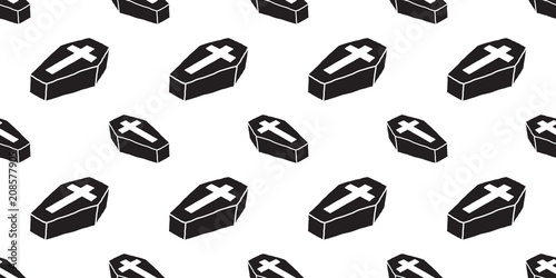 coffin seamless pattern Christ cross vector Halloween background isolated wallpaper