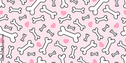 dog bone seamless pattern vector french bulldog pug valentine wallpaper background isolated pink