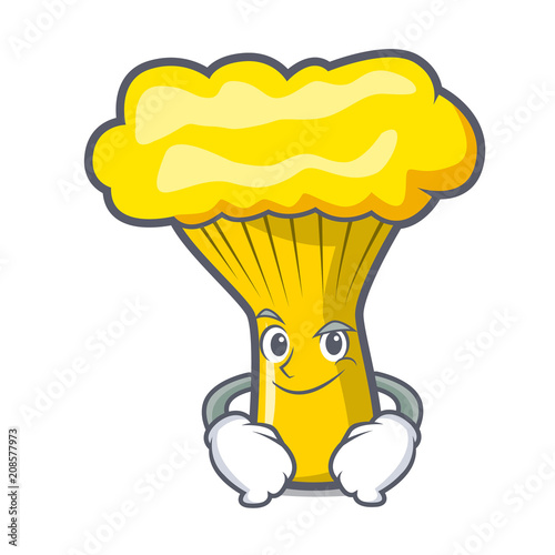 Smirking chanterelle mushroom character cartoon