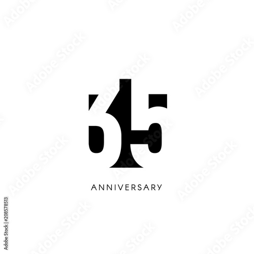 Thirty five anniversary, minimalistic logo. Thirty fifth years, 35th jubilee, greeting card. Birthday invitation. 35 year sign. Black negative space vector illustration on white background.