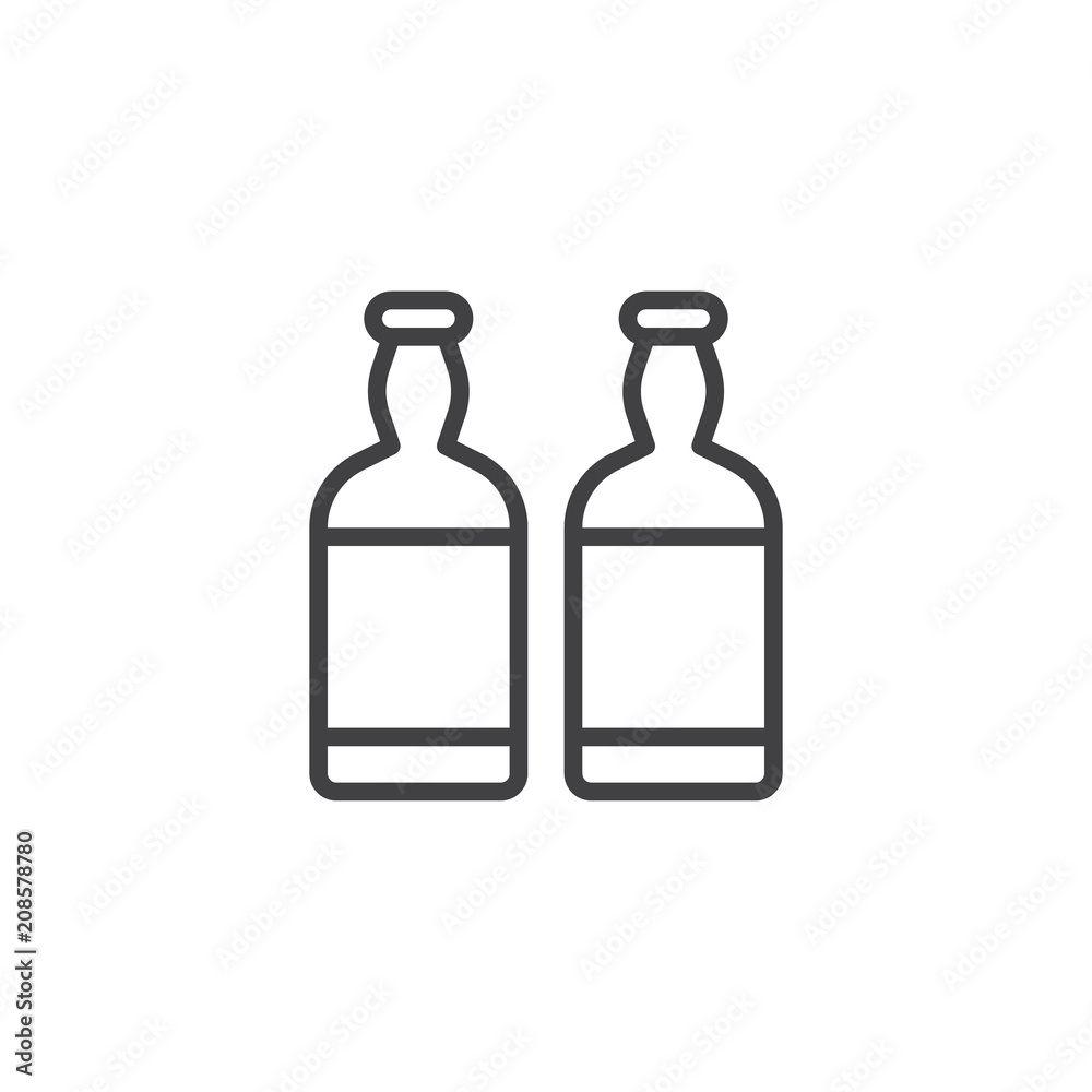 Beer bottles outline icon. linear style sign for mobile concept and web design. Two lager beer bottle simple line vector icon. Symbol, logo illustration. Pixel perfect vector graphics Beer bottles outline icon. linear style sign for mobile concept and web design. Two lager beer bottle simple line vector icon. Symbol, logo illustration. Pixel perfect vector graphics