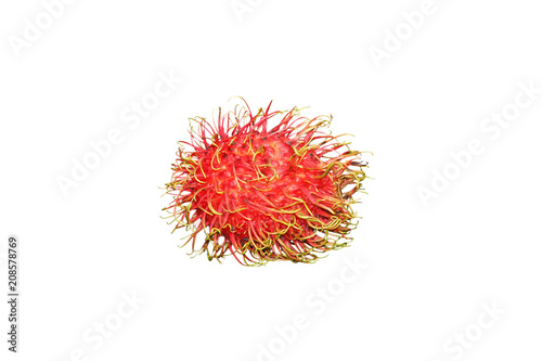 Fresh red rambutan tropical fruit isolated on white background 